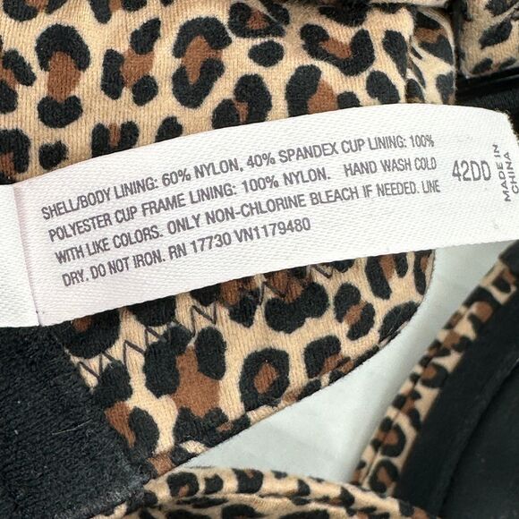 Auden Womens Padded Push Up Bra Size 42DD Leopard Underwire Adjustable Straps - Picture 5 of 6